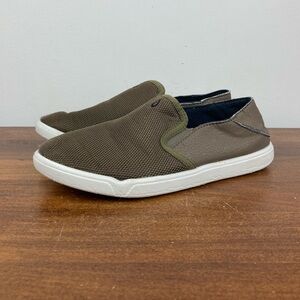 OLUKAI Kahumaka Boys Shoes Textile Slip-On Tan/Olive Mesh 30142-1313 Size 1